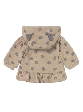 Conjunto de três peças da marca Mayoral em ponto tostado para bebê.