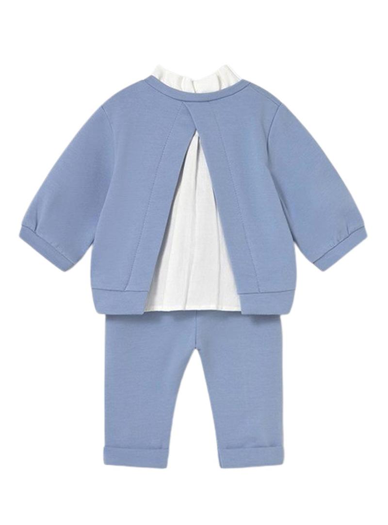 Conjunto Mayoral moletom e calça azul bebê.
