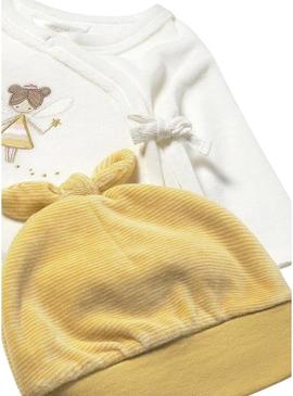 Conjunto Mayoral 3 peças polaina amarelo bebê