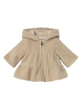 Jaqueta Mayoral de pele com capuz beige bebê