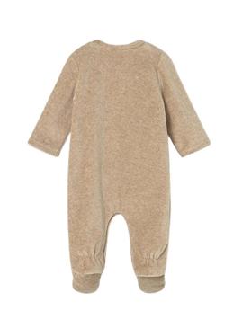 Conjunto de 2 pijamas de veludo tostado Mayoral para bebê.