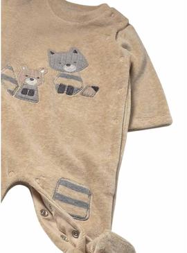 Conjunto de 2 pijamas de veludo tostado Mayoral para bebê.