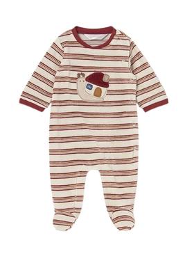 Pijama Mayoral listrado em veludo recém-nascido.