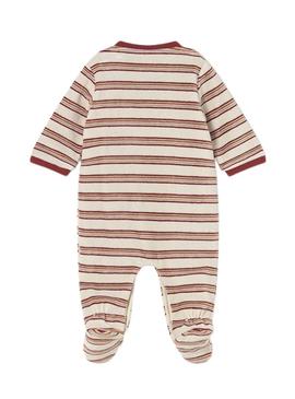 Pijama Mayoral listrado em veludo recém-nascido.