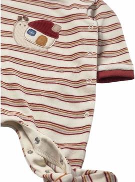 Pijama Mayoral listrado em veludo recém-nascido.