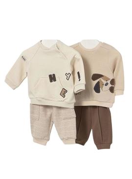 Conjunto Infantil de 4 peças em marrom para bebê.