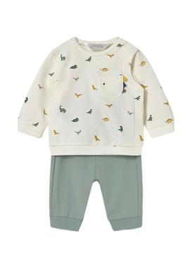 Conjunto 4 peças Mayoral dinossauro para bebê.