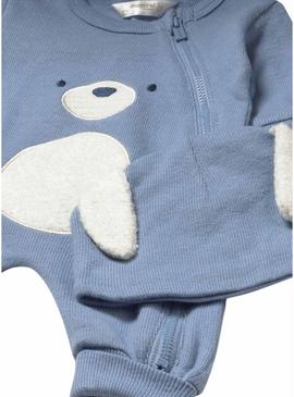 Macacão Mayoral urso com touca azul para bebê