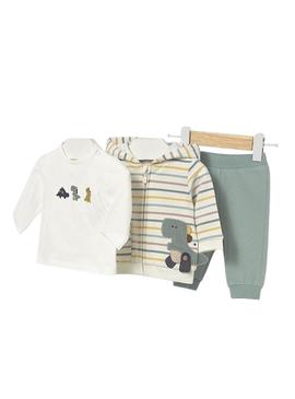 Conjunto de três peças de dinossauros Mayoral para bebês.