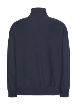 Moletom Calvin Klein com zíper monocromático azul marinho para homem