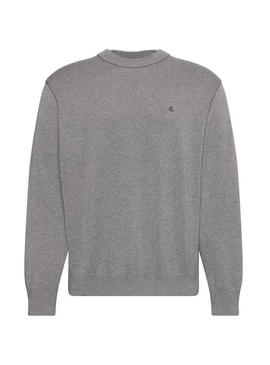 Camisola Calvin Klein Jeans cinza de malha para homem.