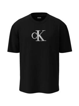 Camiseta Calvin Klein Jeans Center Monogram preta para homem.
