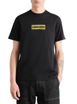 Camiseta Calvin Klein Line Logo preto para homem.