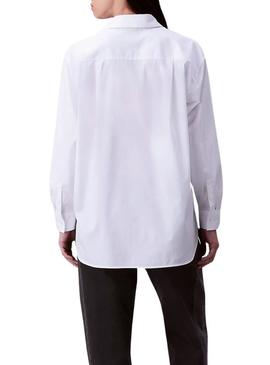 Blusa Calvin Klein Jeans popelina branca para mulher