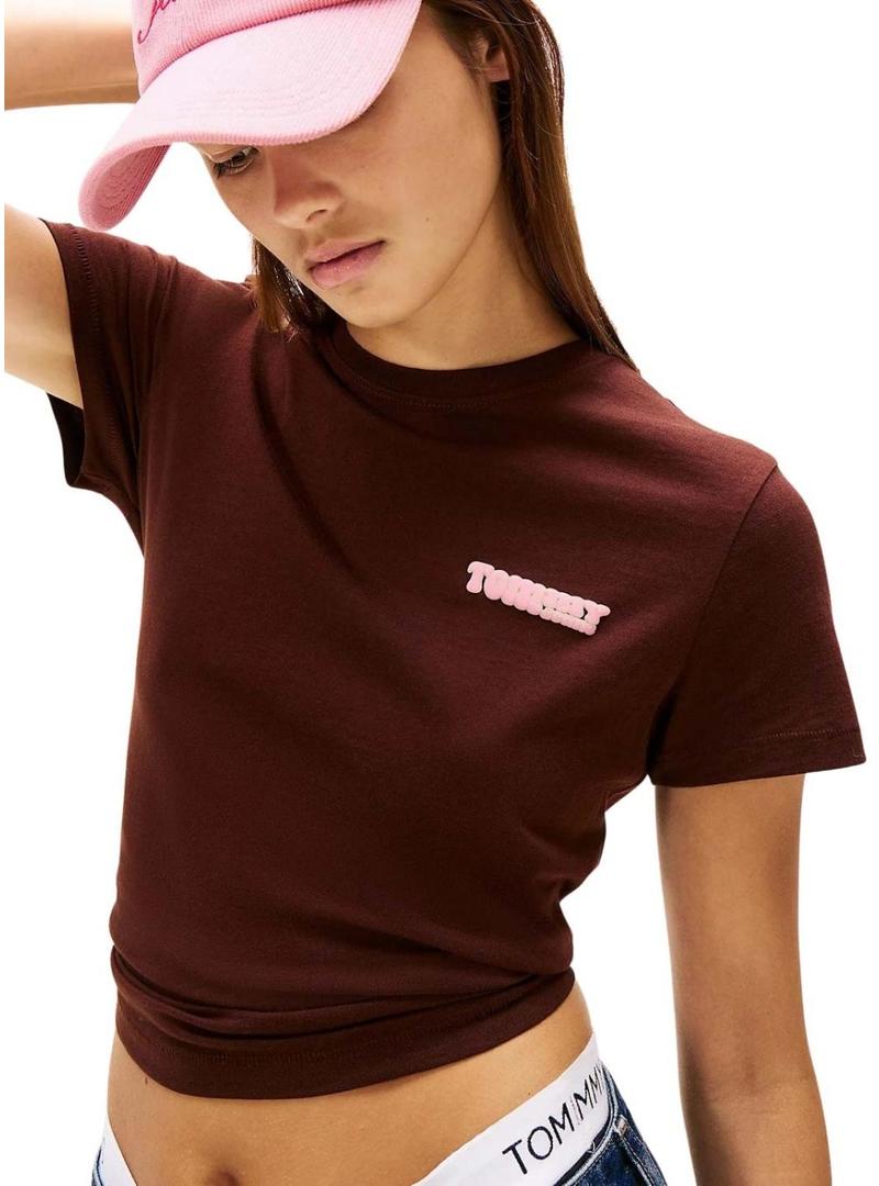 Camisa Tommy Jeans Vintage marrom para mulheres.