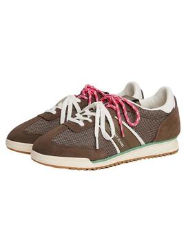 Sapatos Tommy Jeans de duplo cordão marrom para mulher.