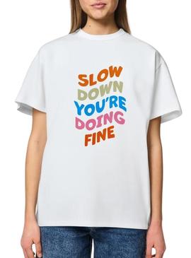 Camiseta Pieces Alfi Slow Down branca para mulher