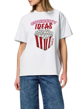 Camiseta Pieces Alfi Crunchy Ideas branca para mulher