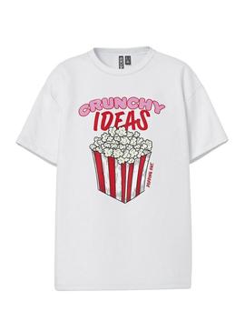 Camiseta Pieces Alfi Crunchy Ideas branca para mulher