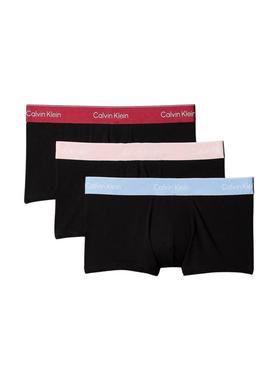 Pack 3 cuecas Calvin Klein Jeans ajustadas cintura baixa preta para homem.