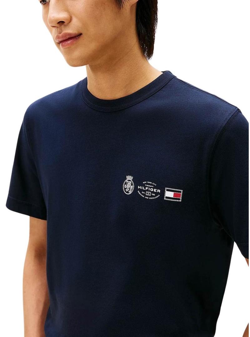 Camisa Tommy Hilfiger Small Crest azul marino para homens.