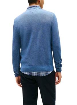Camisa de malha Tommy Hilfiger Essential Structure azul para homem.