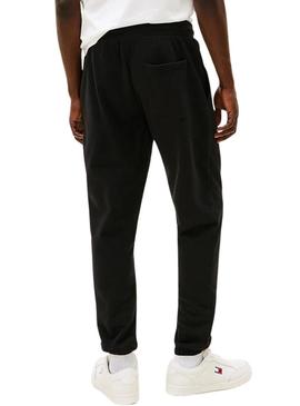 Calça Tommy Jeans Flag slim preta para homens