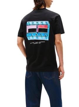 Camiseta Tommy Jeans DNA Flag preta para homem