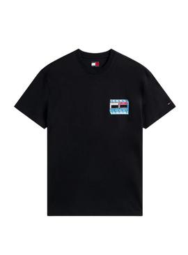Camiseta Tommy Jeans DNA Flag preta para homem
