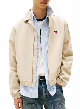 Jaqueta Tommy Jeans Essential Flag bege para homem.