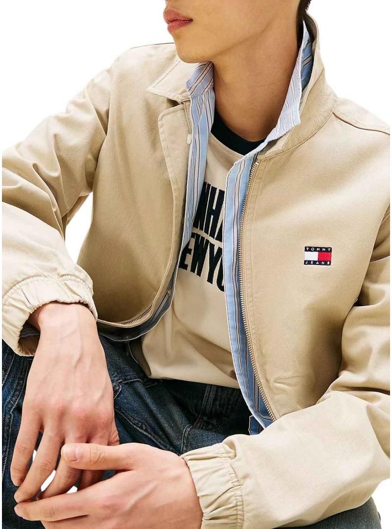 Jaqueta Tommy Jeans Essential Flag bege para homem.