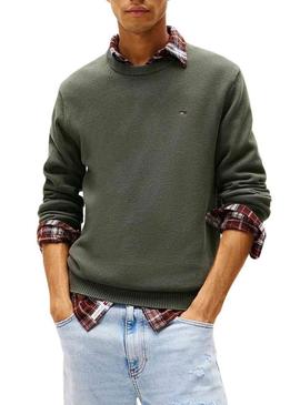Camisola Tommy Jeans Essential slim verde para homem