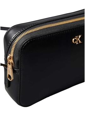 Bolsa transversal Calvin Klein com logotipo de monograma preto para mulher.