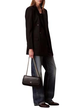 Bolsa Calvin Klein Jeans corrente Ck Convertible preta para mulher.