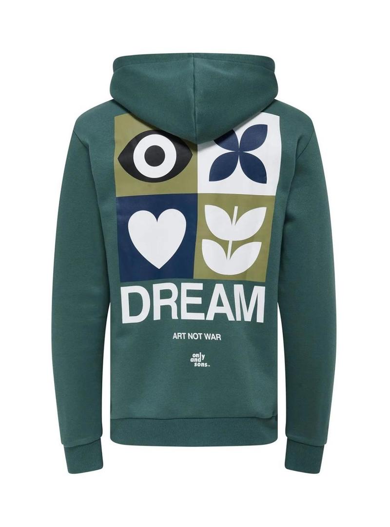 Moletom Only and Sons Ceres Claude verde para homem.