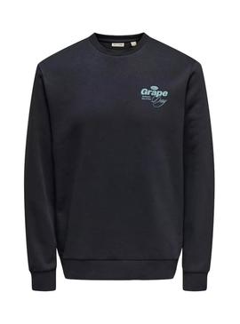 Moletom Only and Sons Fresco preto e azul para homem.