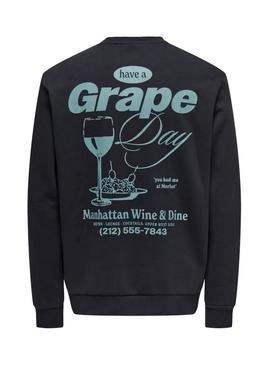 Moletom Only and Sons Fresco preto e azul para homem.