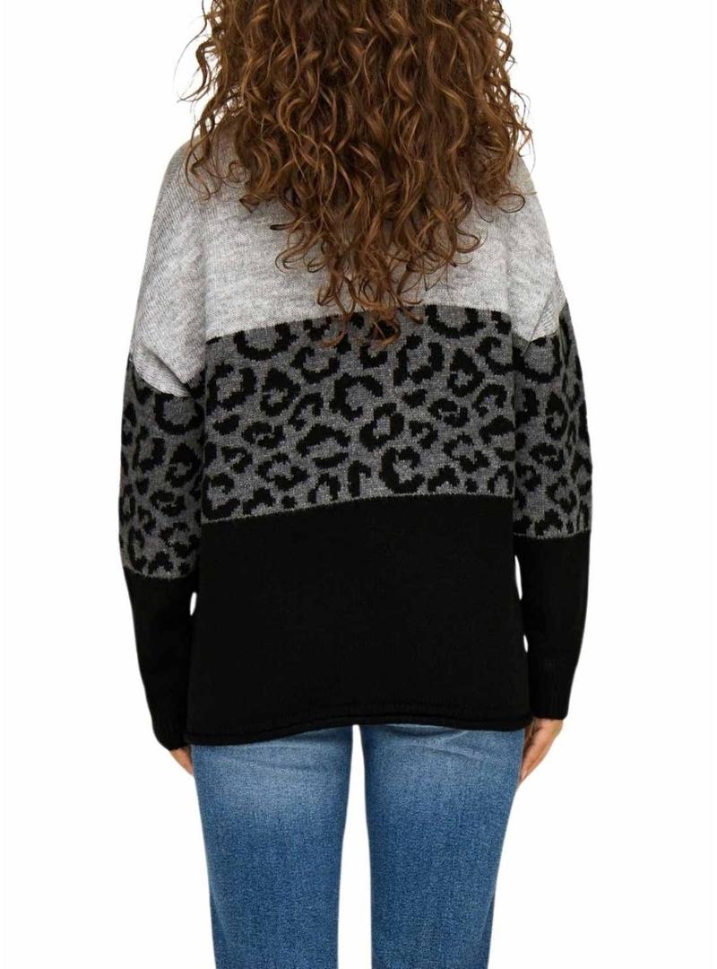 Camisola Only Estampada de Animal Print Preto Jade para Mulher.