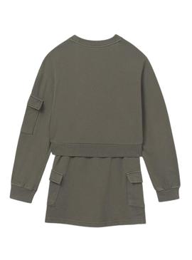 Conjunto Mayoral saia cargo e moletom verde para menina.