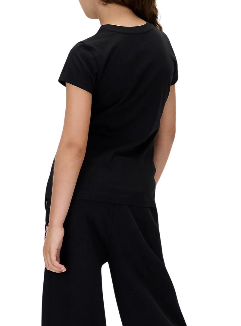 Camiseta Calvin Klein com logo Script preto para menina.
