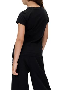 Camiseta Calvin Klein com logo Script preto para menina.