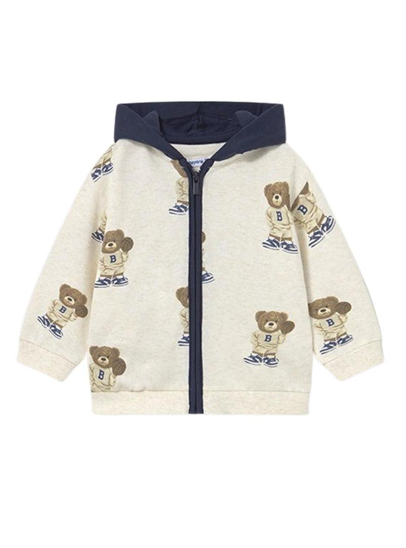 Conjunto de treino Mayoral com 2 calças estampadas em azul bebê.