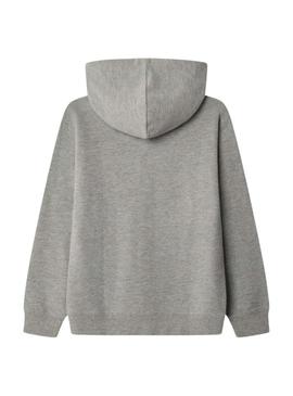 Moleton Pepe Jeans Art com capuz cinza para crianças.
