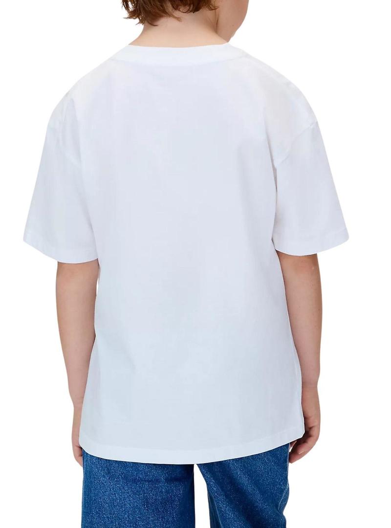 Camiseta Calvin Klein logotipo festivo branca infantil