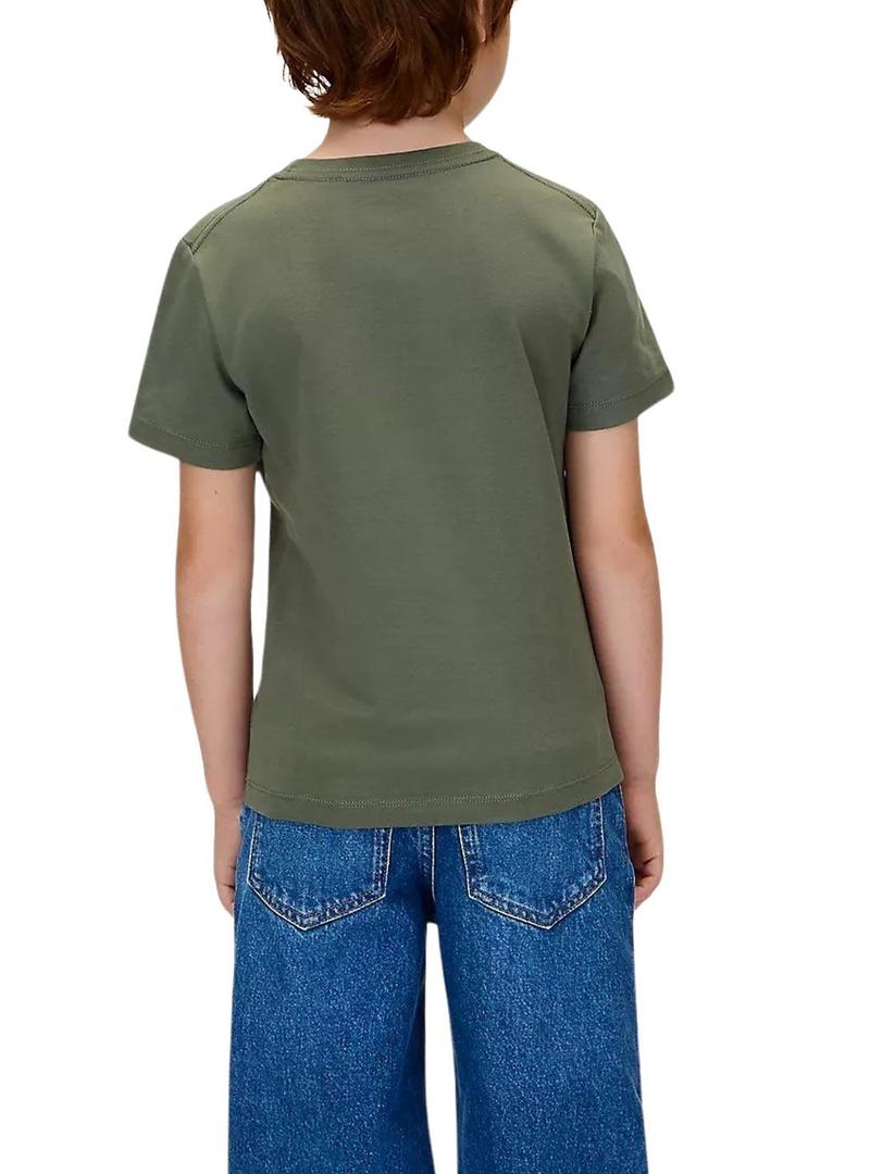 Camisa Calvin Klein Monograma verde para meninos.