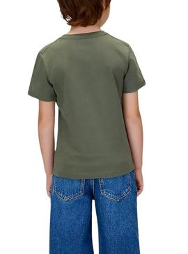 Camisa Calvin Klein Monograma verde para meninos.