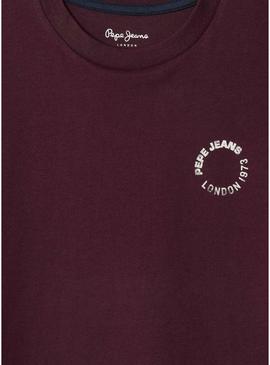 Camiseta Pepe Jeans Recco bordô para criança