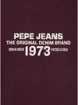 Camiseta Pepe Jeans Recco bordô para criança