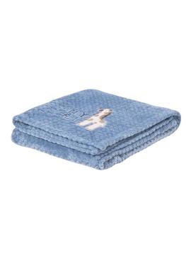 Manta Mayoral de pelo duplo azul para bebê.