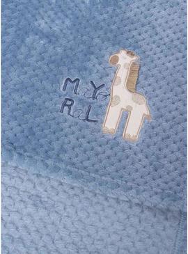 Manta Mayoral de pelo duplo azul para bebê.